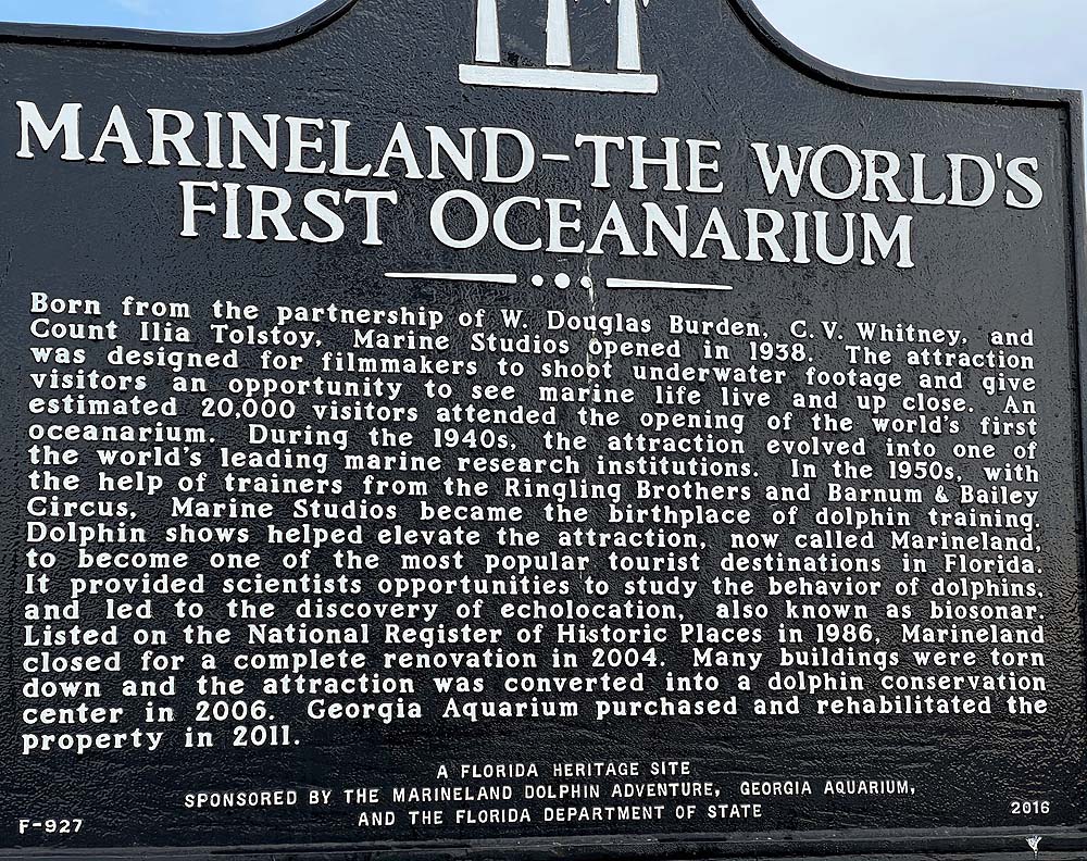 Marineland historic marker